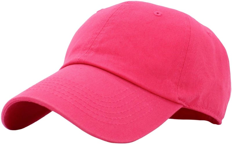 KBETHOS KB-LOW HPK Classic Cotton Dad Hat Adjustable Plain Cap. Polo Style Low Profile (Unstructured) (Classic) Hot Pink Adjustable - Image 1